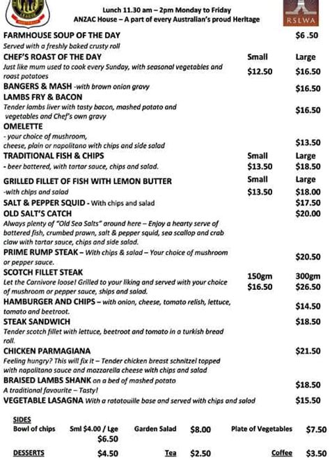 Blackwood rsl menu 90 Live entertainment kicking off at 7:30 Come join us its going to be a great night! Book to ensure you get a table ‭8278 6253‬View the Menu of Blackwood RSL in Blackwood, SA, Australia